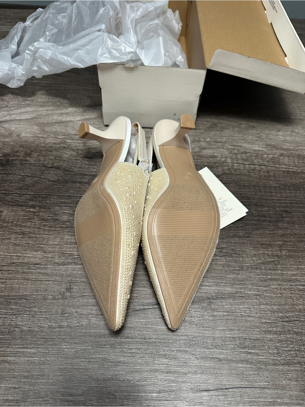 Target cream & gold pearl embellished slingback heels in US 8 - Picture 3 of 8